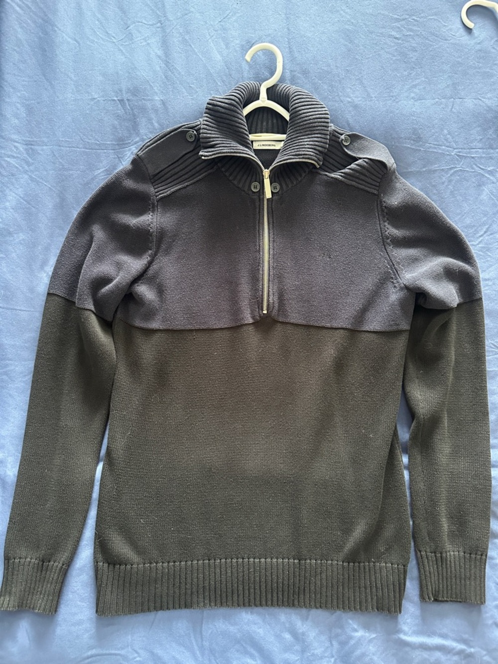 J. Lindeberg Men's Two-Tone Half-Zip Sweater - Navy and Black